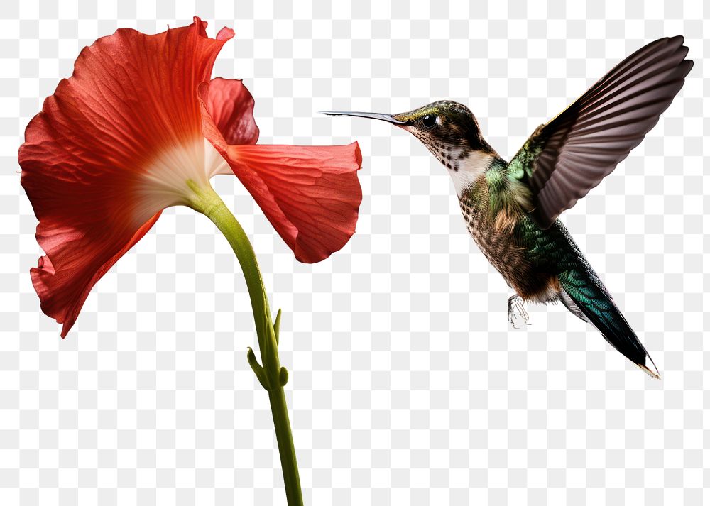 PNG Hummingbird flower animal petal. AI generated Image by rawpixel.