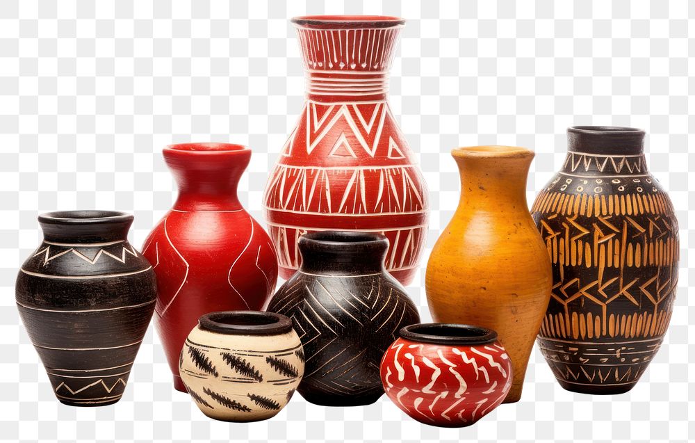PNG Pottery vase art white background. 