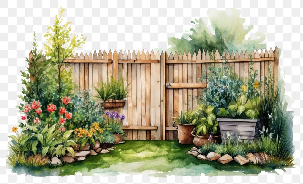 PNG Backyard garden outdoors fence. AI generated Image by rawpixel.