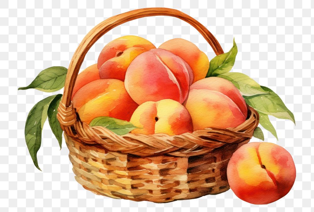 PNG Basket peach apple fruit. 