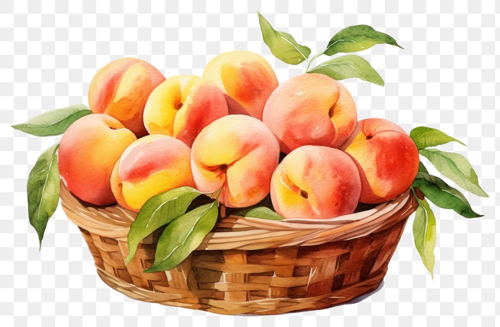 PNG Peach basket fruit apple. AI generated Image by rawpixel.