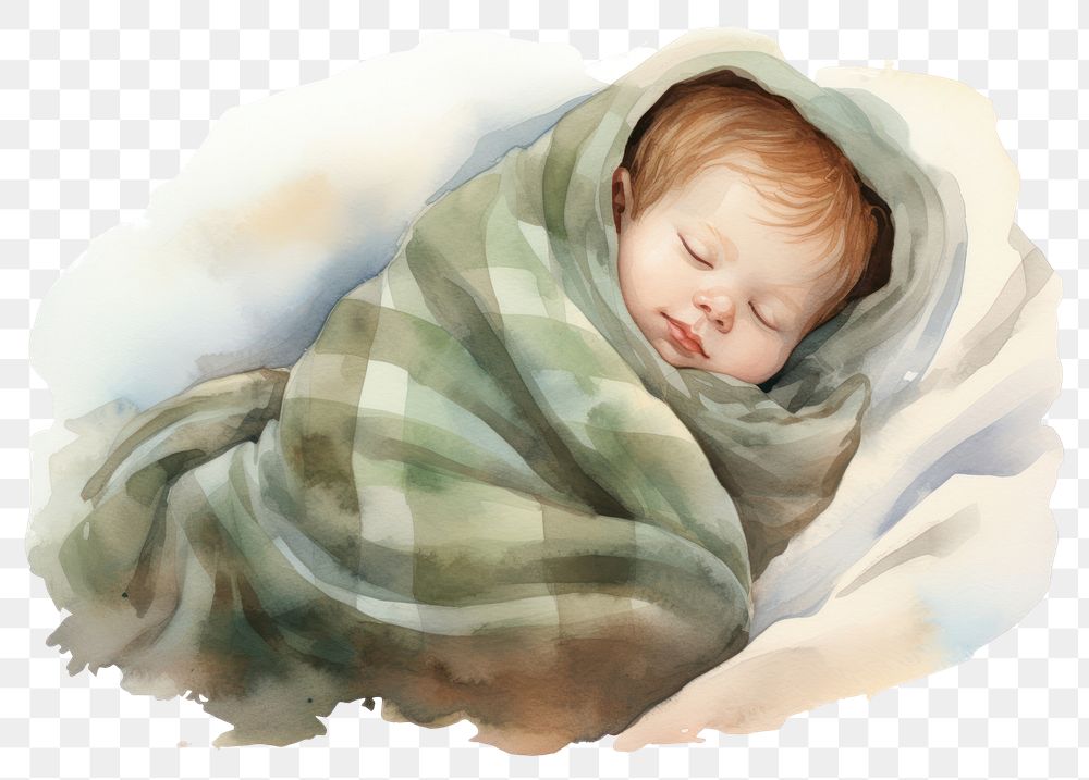 PNG Sleeping portrait blanket baby. AI generated Image by rawpixel.