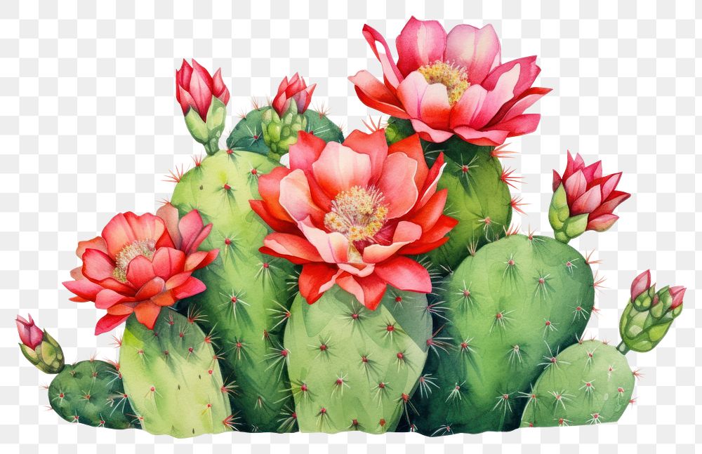 PNG Cactus flower plant inflorescence. AI generated Image by rawpixel.