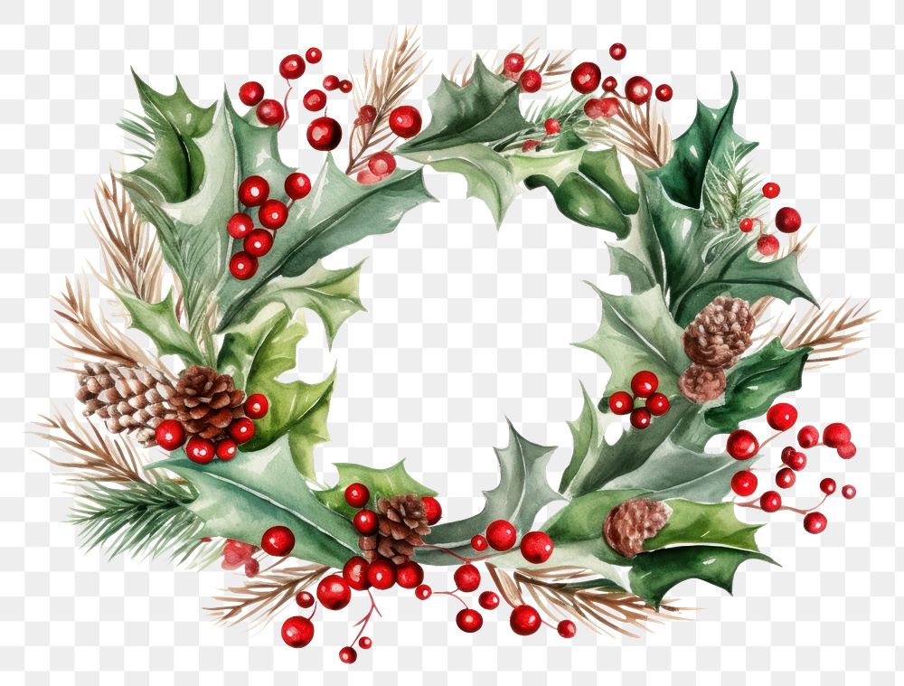PNG Wreath christmas pattern plant. 