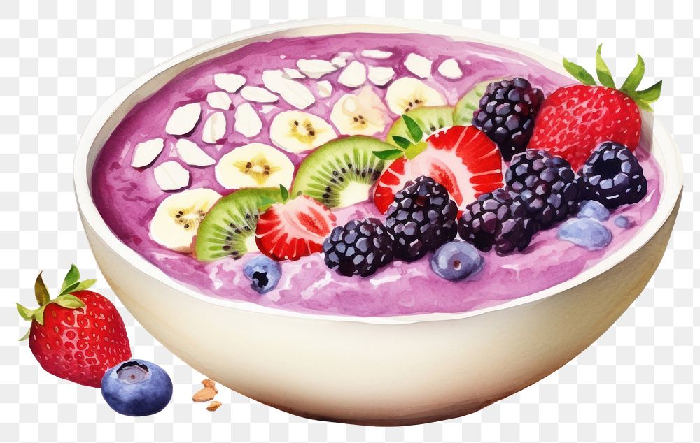 PNG Bowl blueberry raspberry dessert. AI generated Image by rawpixel.