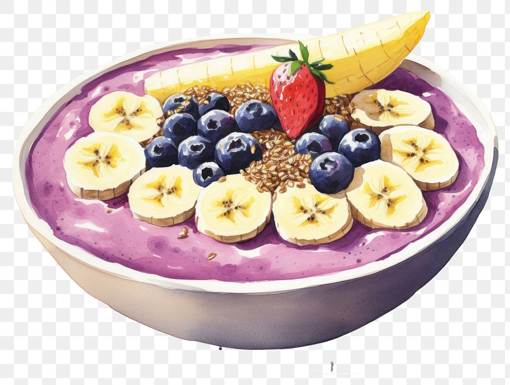 PNG Banana bowl blueberry fruit. AI generated Image by rawpixel.