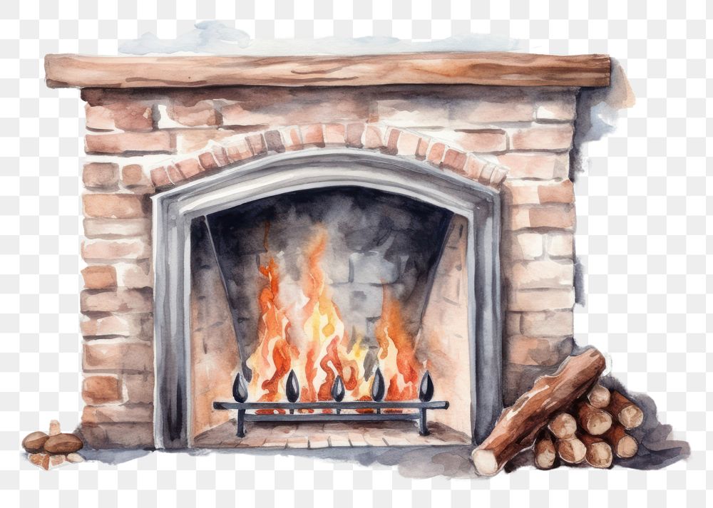 PNG Fireplace hearth architecture firewood. AI generated Image by rawpixel.