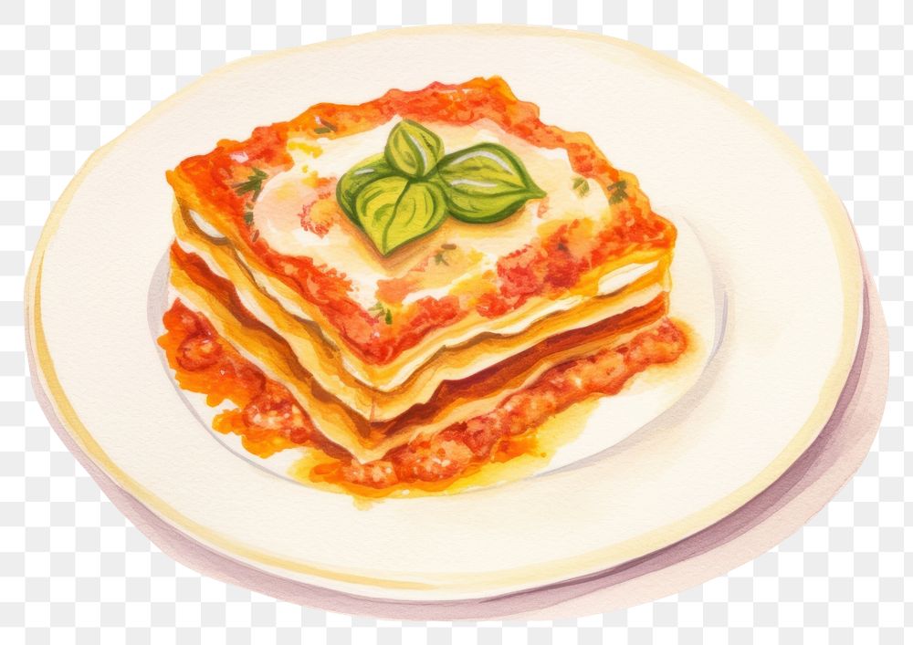 PNG Plate food lasagna meal. AI generated Image by rawpixel.