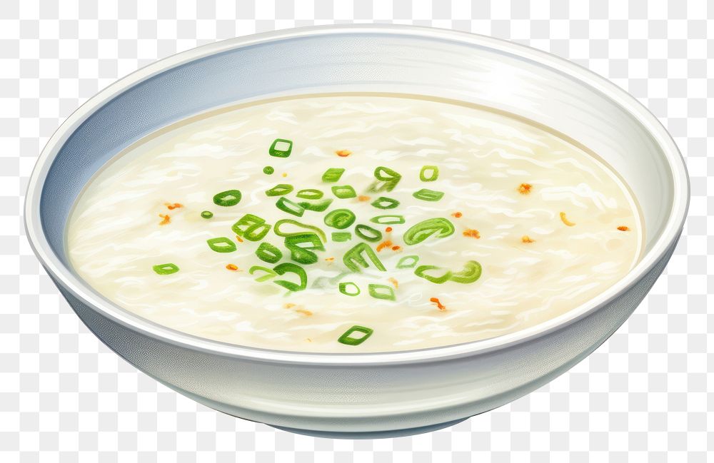 PNG Plate food soup meal, digital paint illustration. AI generated image