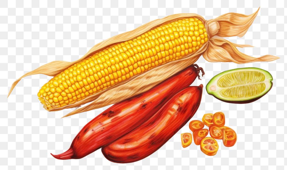 PNG Food fruit plant corn, digital paint illustration. AI generated image