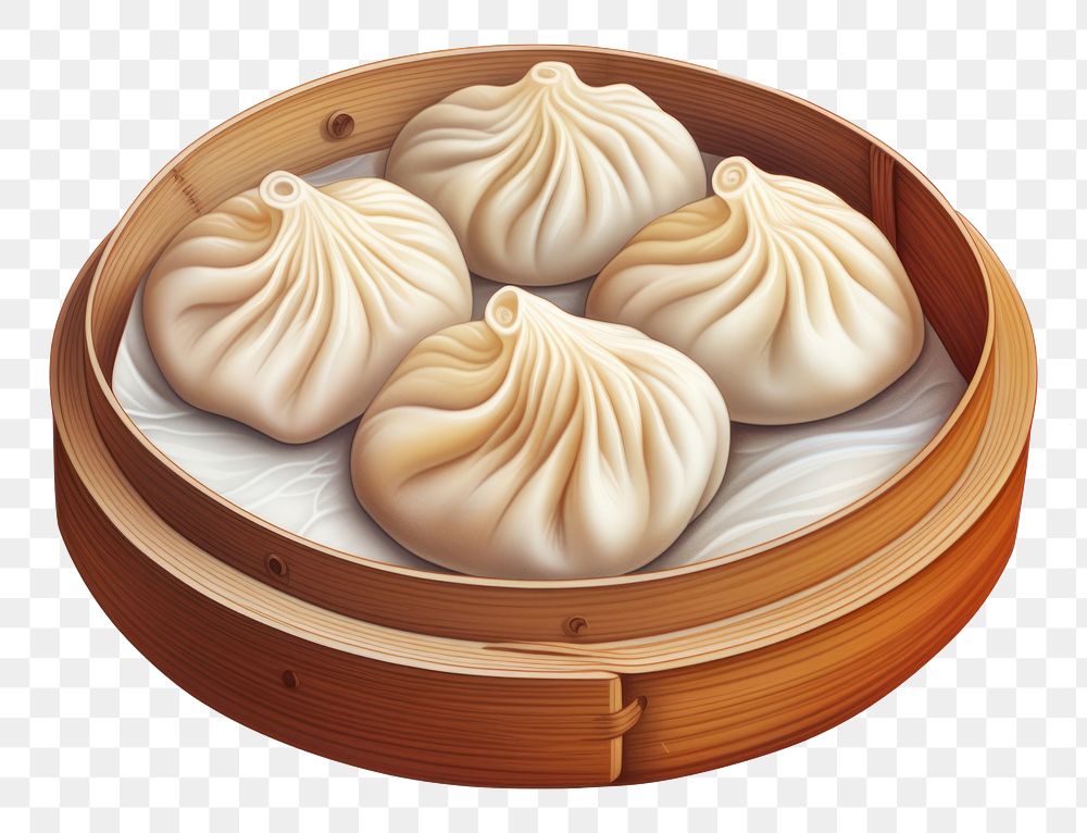 PNG Xiaolongbao dumpling food ingredient, digital paint illustration.