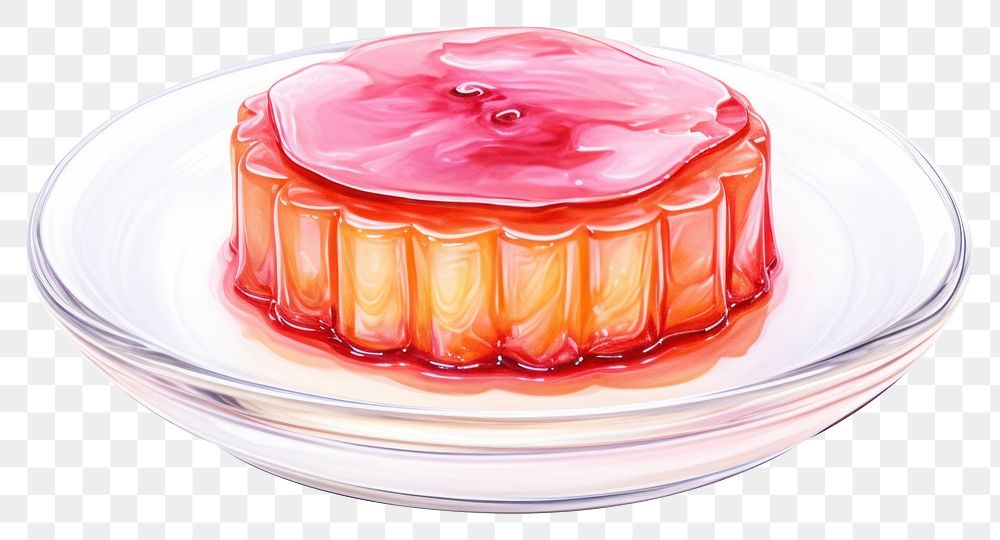 PNG Food dessert plate jelly, digital paint illustration. AI generated image