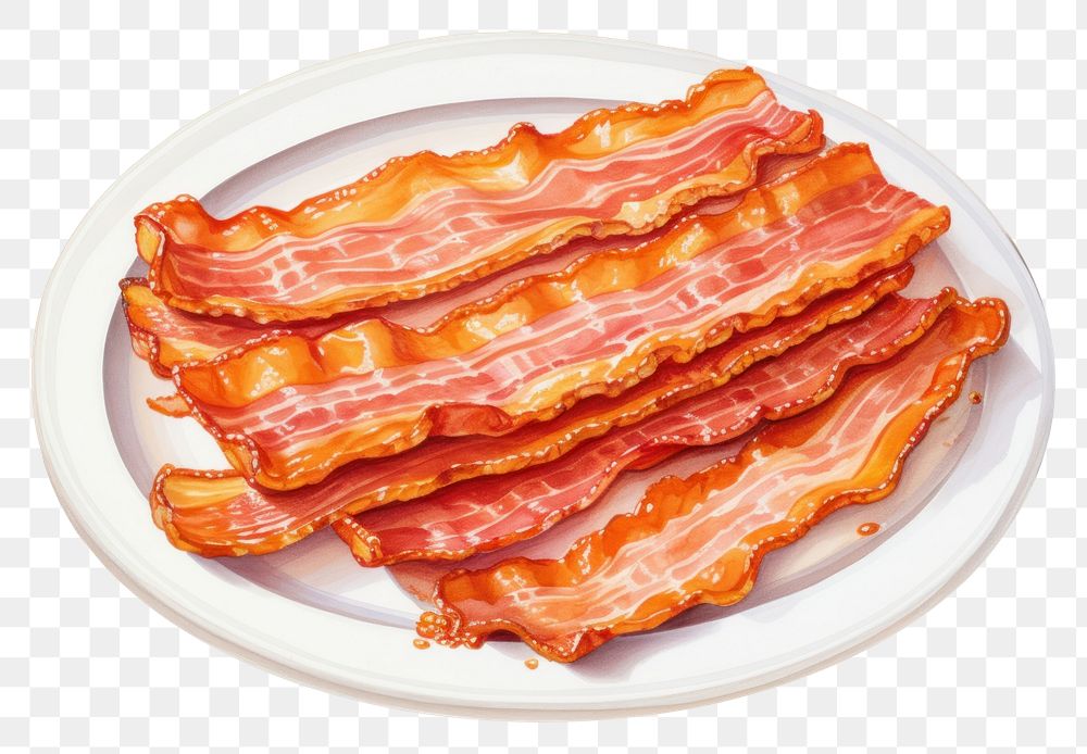 PNG Bacon meat food pork, digital paint illustration. AI generated image