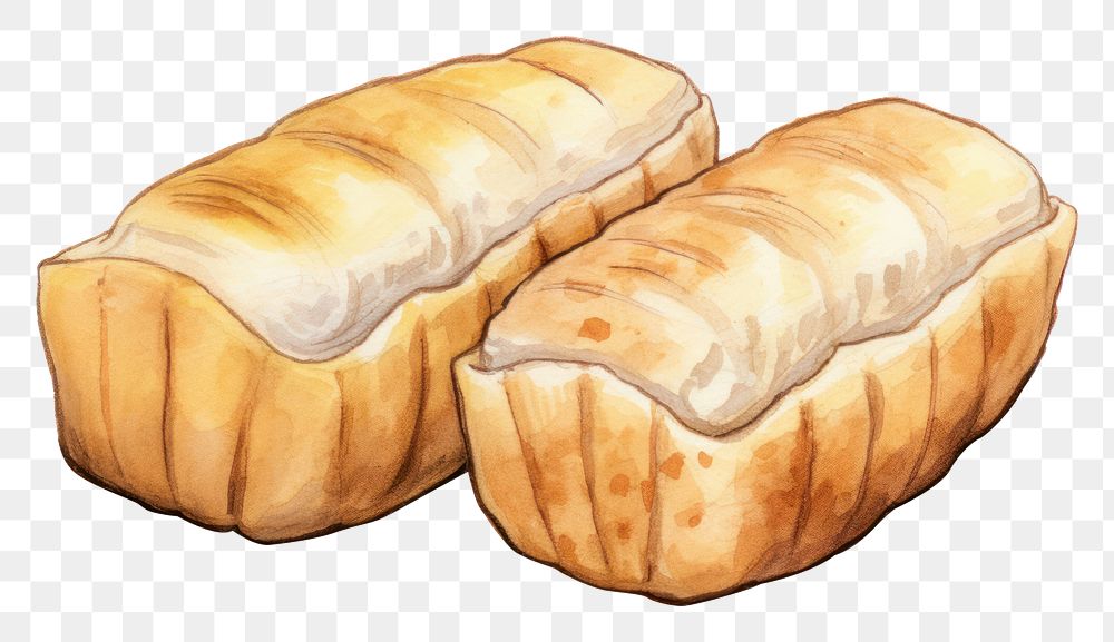 PNG Bread food white background freshness, digital paint illustration. AI generated image