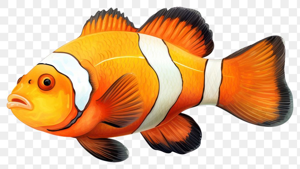 PNG Fish animal white background pomacentridae, digital paint illustration. AI generated image