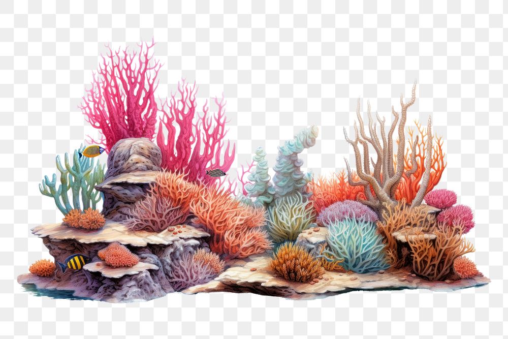 PNG Coral, digital paint illustration.