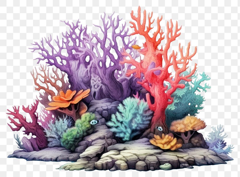 PNG vibrant coral reef illustration