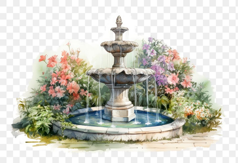 Architecture outdoors fountain flower. AI generated Image by rawpixel.