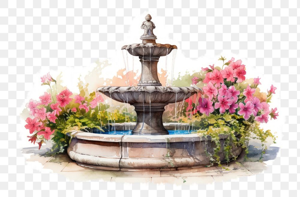 Architecture outdoors fountain flower. AI generated Image by rawpixel.