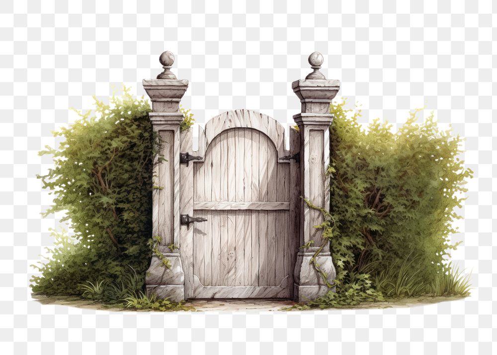 PNG Gate outdoors architecture protection, digital paint illustration. AI generated image