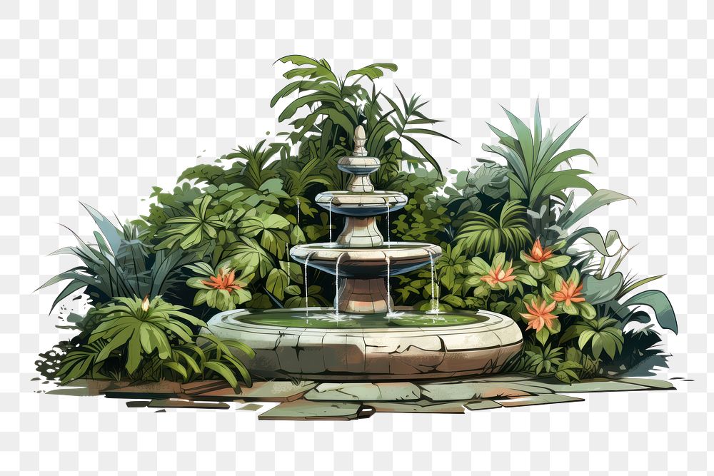 Outdoors fountain garden plant. 