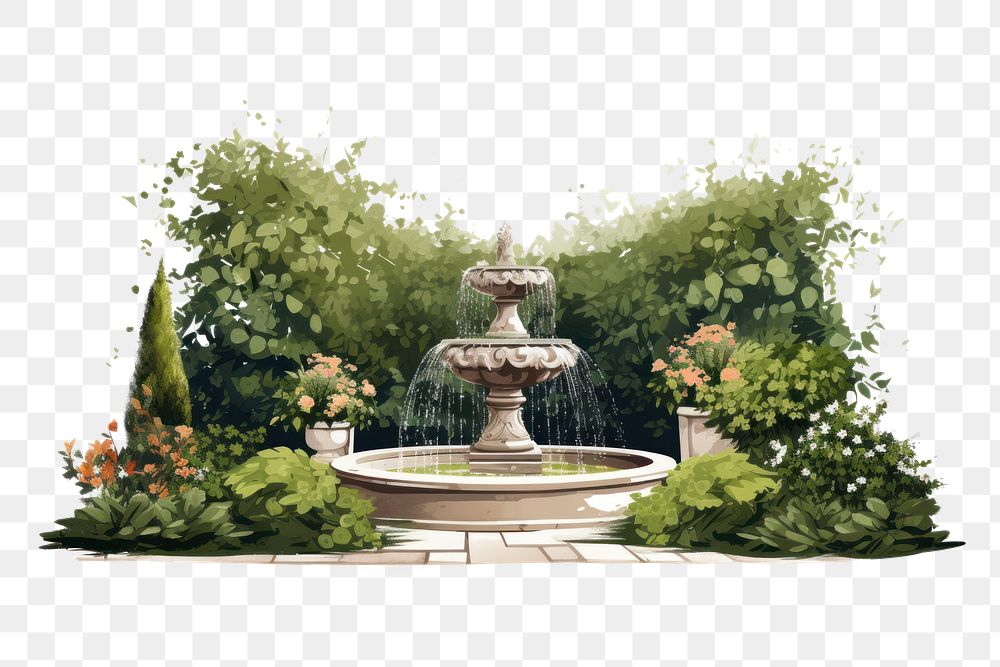 Architecture outdoors fountain garden. AI generated Image by rawpixel.