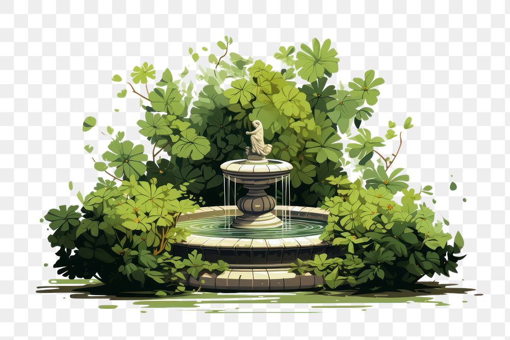 Outdoors fountain garden plant. AI generated Image by rawpixel.