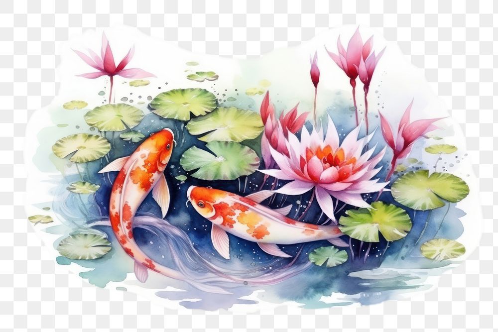 PNG Flower plant carp koi. AI generated Image by rawpixel.
