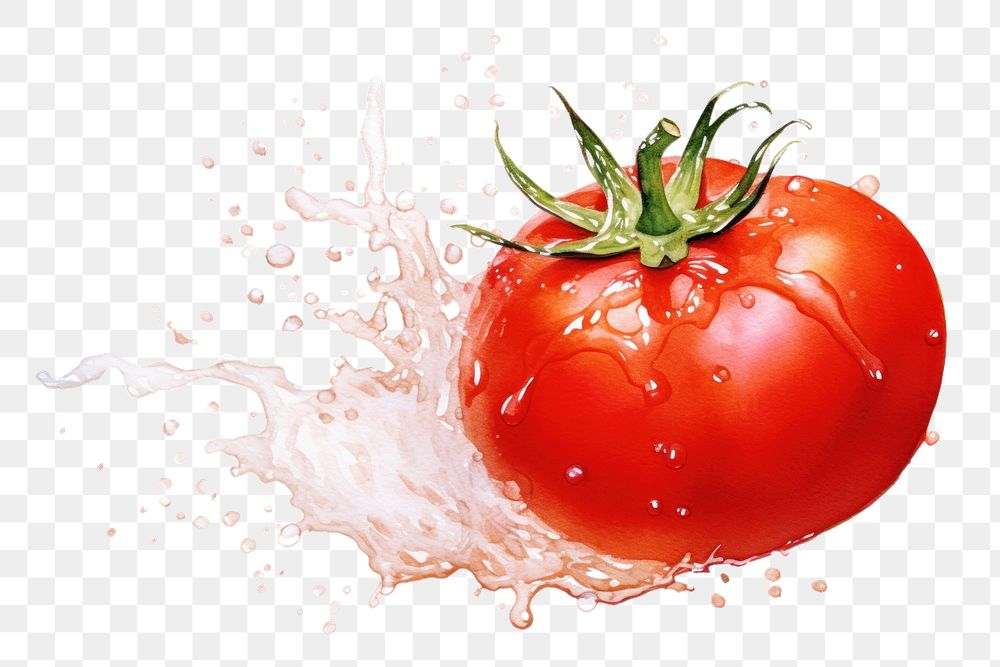 PNG Tomato vegetable splashing plant. AI generated Image by rawpixel.