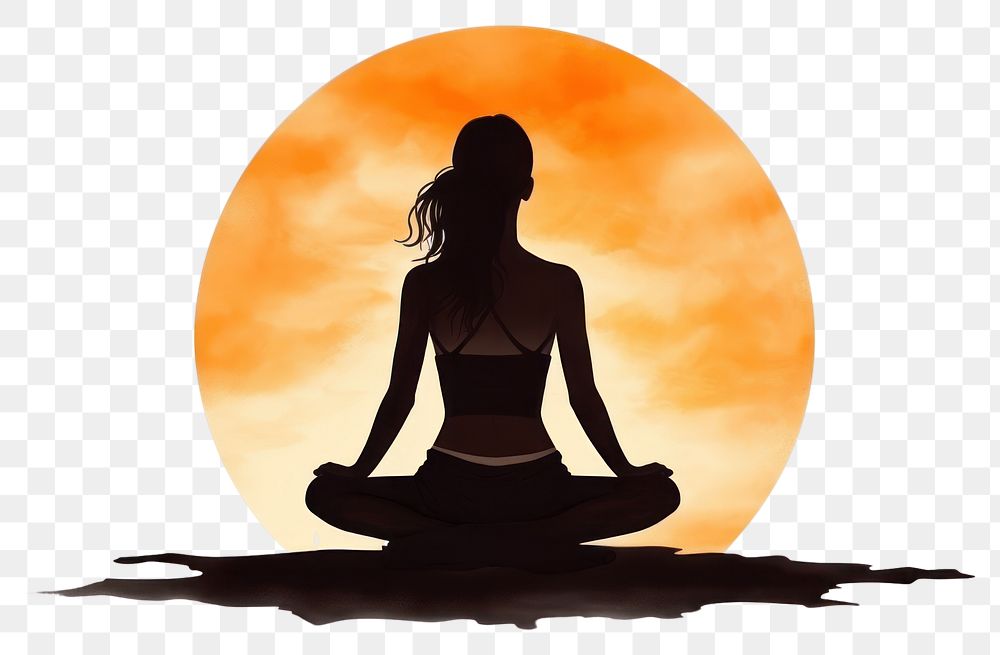 PNG Yoga silhouette posture sunset. AI generated Image by rawpixel.