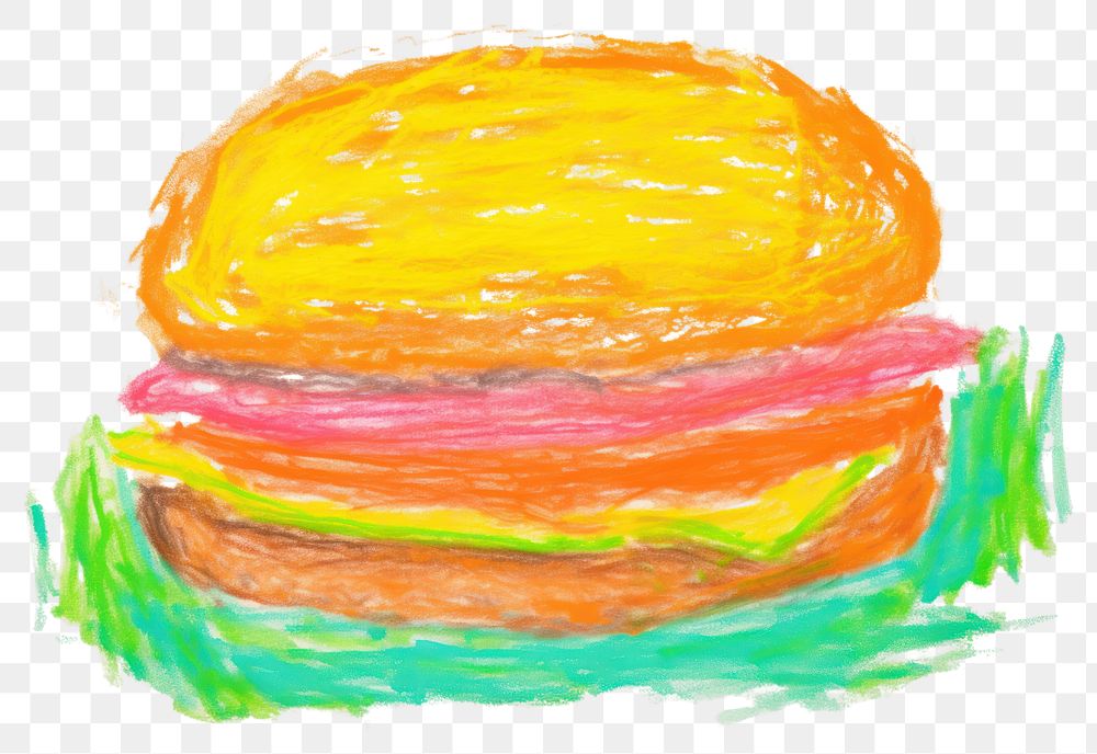 PNG Painting burger food art. AI generated Image by rawpixel.