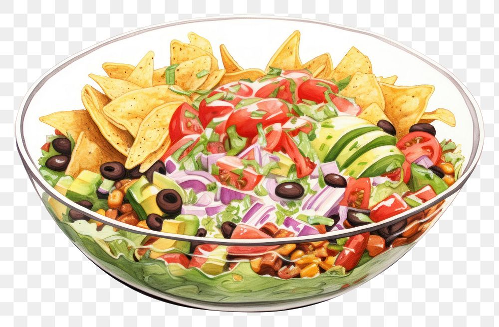 PNG Dish salad plate food, digital paint illustration. AI generated image