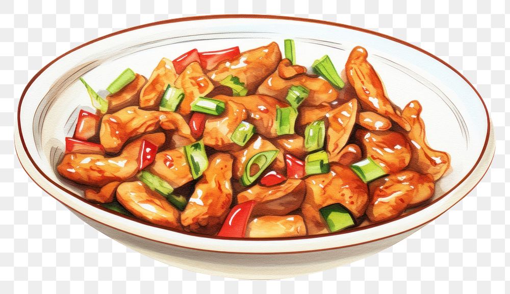 PNG Food dish plate meal, digital paint illustration. AI generated image