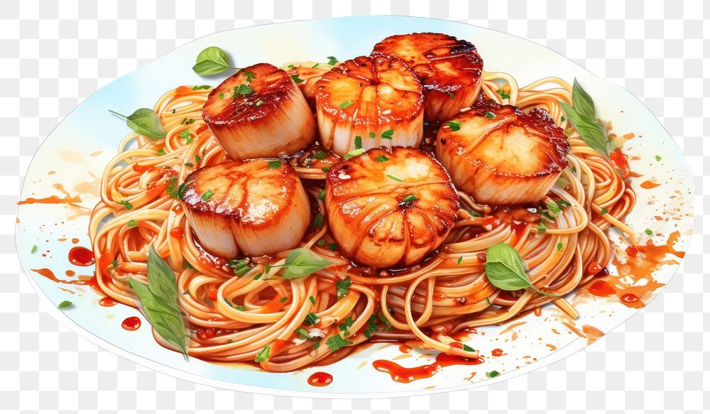 PNG Spaghetti noodle pasta plate. AI generated Image by rawpixel.