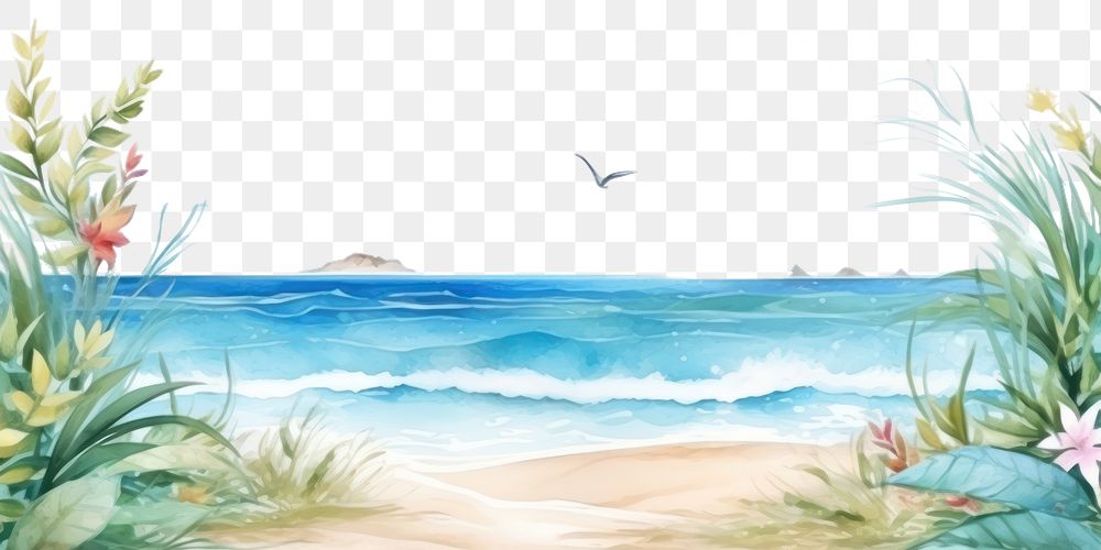 PNG Sea landscape outdoors painting. AI generated Image by rawpixel.