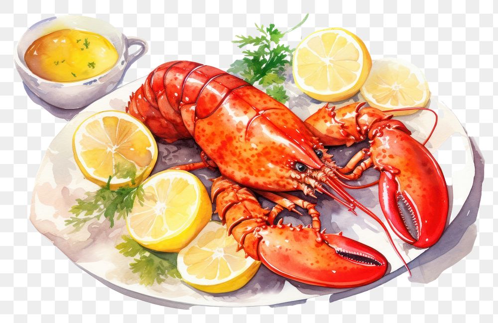 PNG Lobster lemon seafood fruit. AI generated Image by rawpixel.