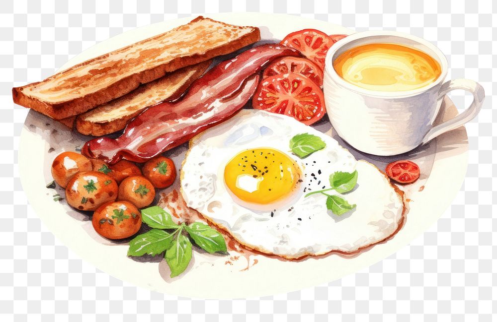 PNG Breakfast brunch coffee plate. AI generated Image by rawpixel.
