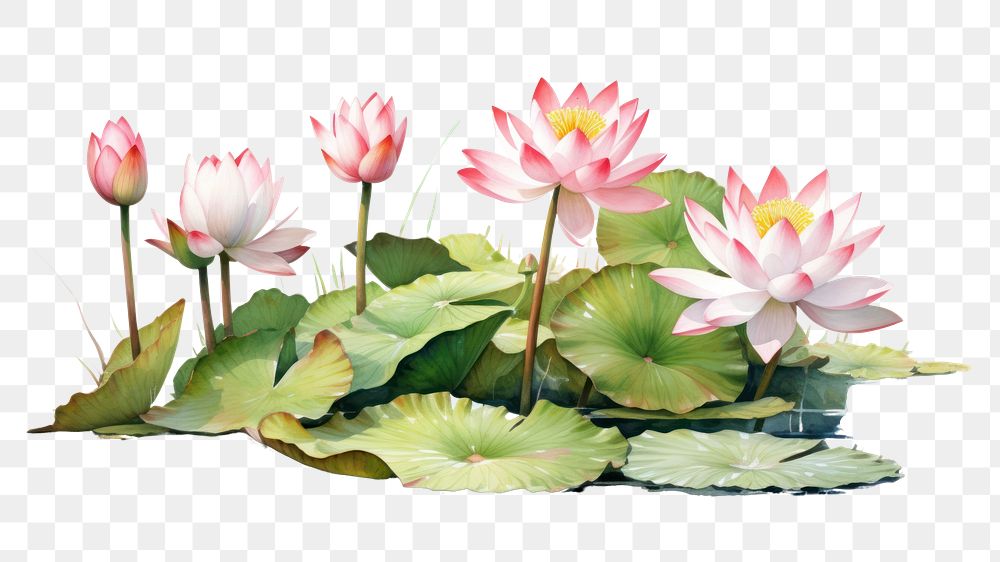 PNG water lily, lotus flower. 