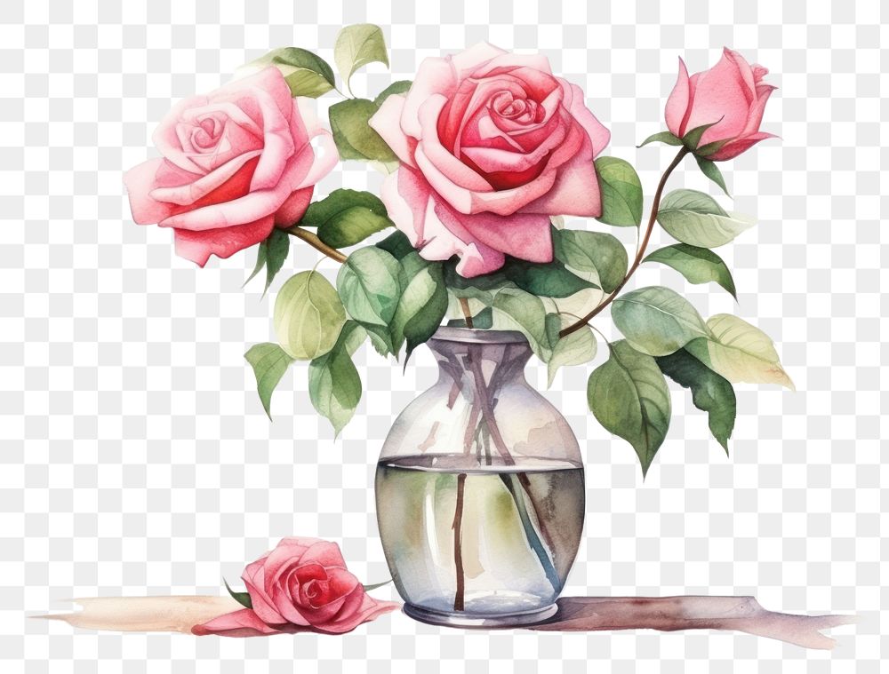 PNG Painting flower plant vase. AI generated Image by rawpixel.