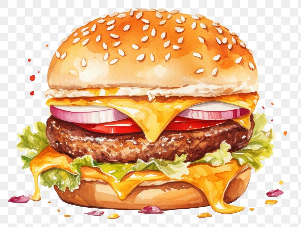 PNG Cheese burger food hamburger. AI generated Image by rawpixel.