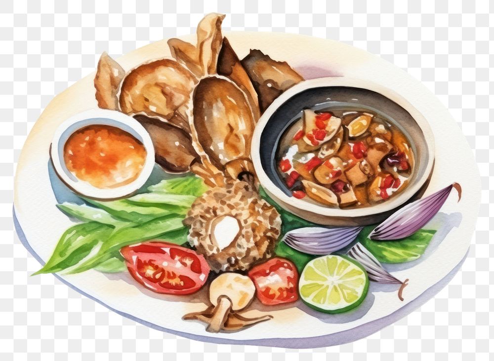 PNG Food plate meal dish. AI generated Image by rawpixel.