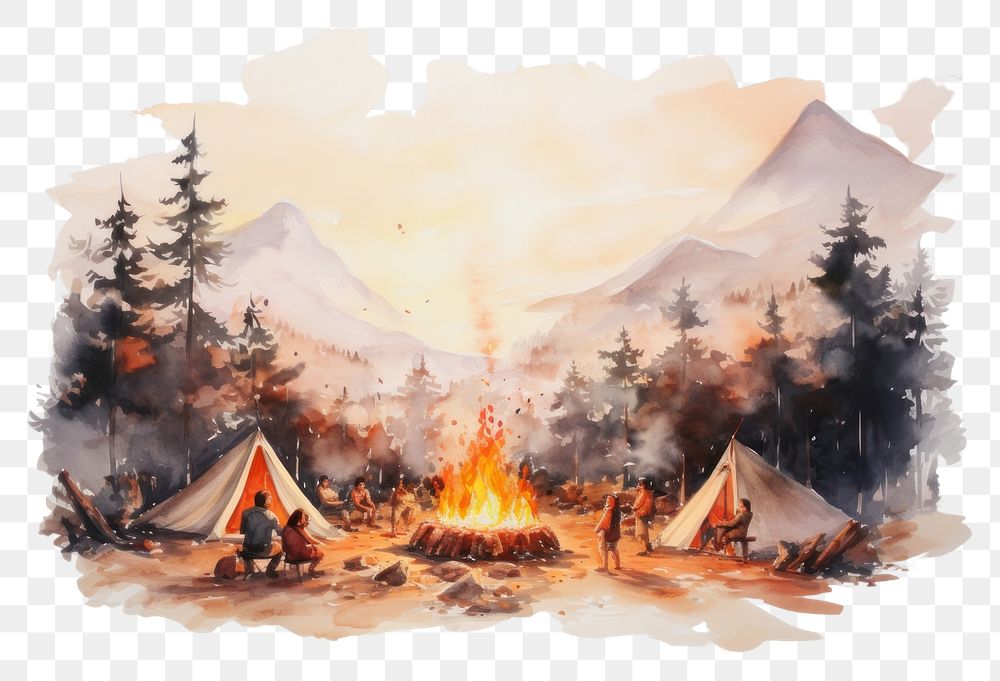 PNG Fire outdoors bonfire camping. AI generated Image by rawpixel.