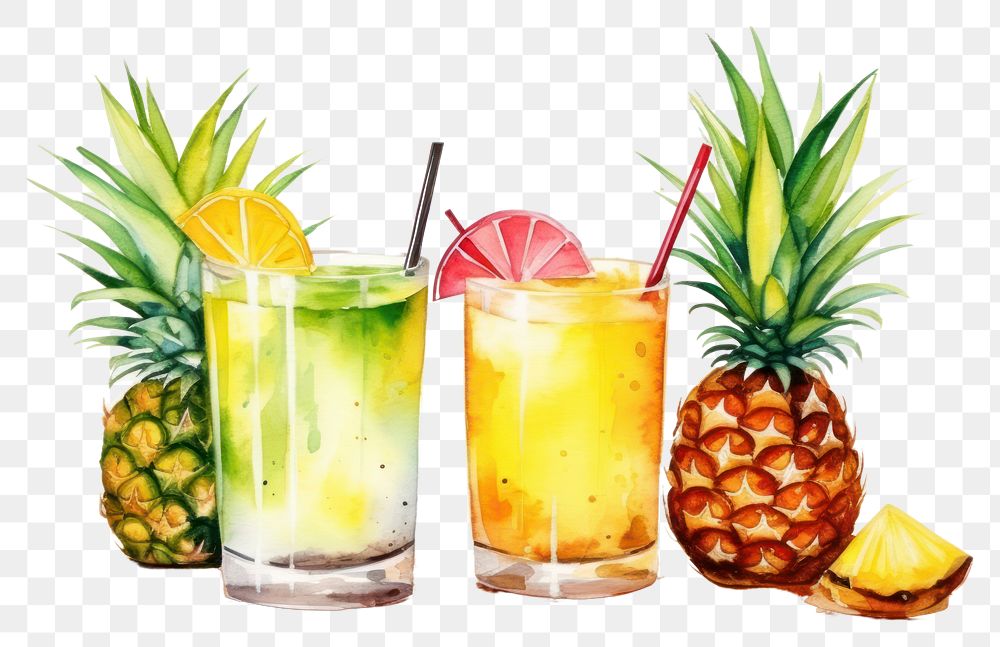 PNG Cocktail pineapple fruit drink. AI generated Image by rawpixel.
