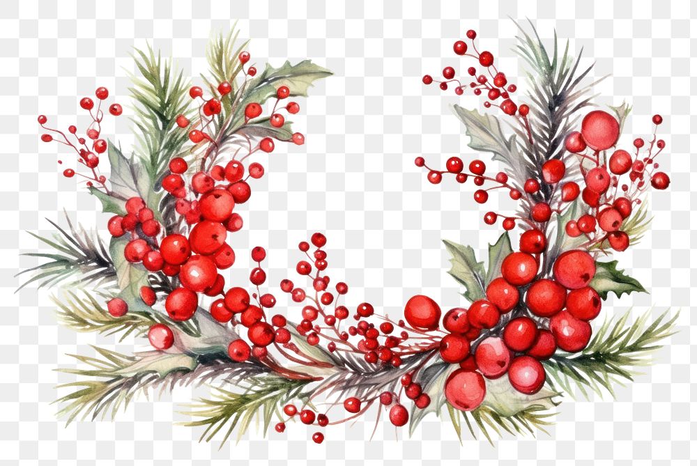 PNG Wreath christmas pattern plant. 