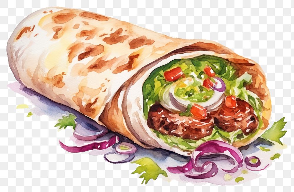 PNG Burrito food vegetable flatbread. AI generated Image by rawpixel.