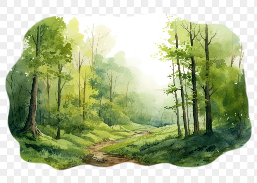 PNG Landscape outdoors woodland painting. AI generated Image by rawpixel.