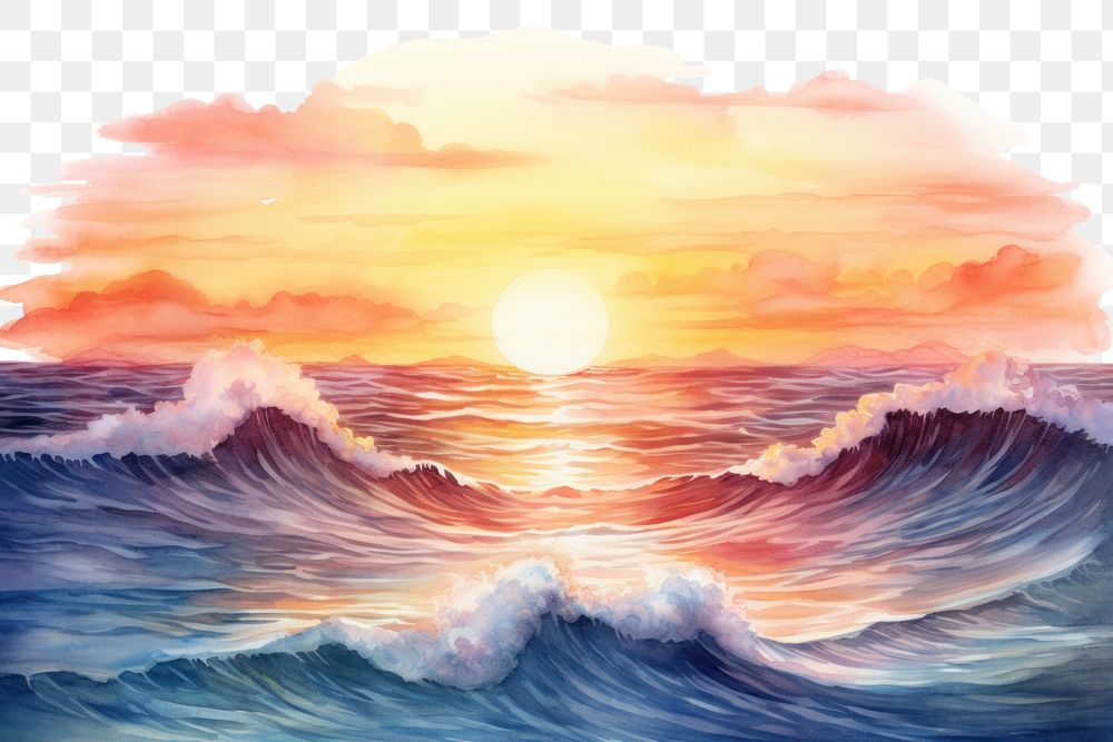 PNG Ocean outdoors painting nature. AI generated Image by rawpixel.