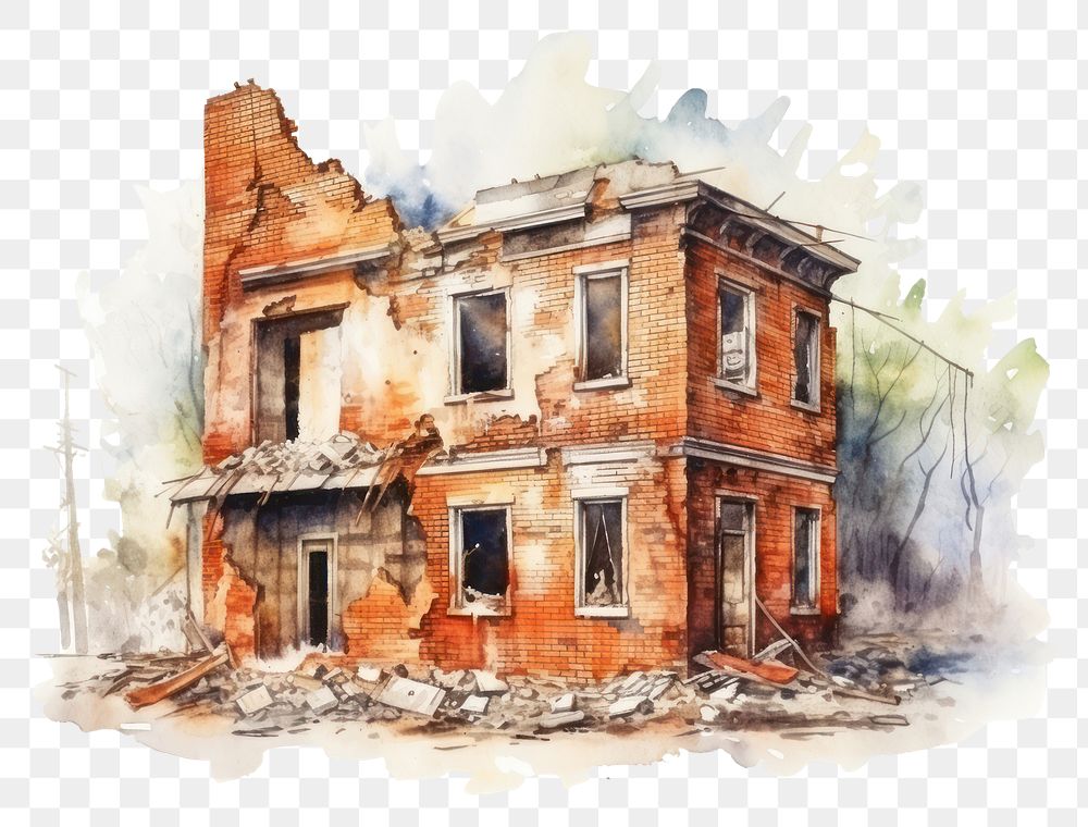 PNG Deterioration architecture destruction demolished. AI generated Image by rawpixel.