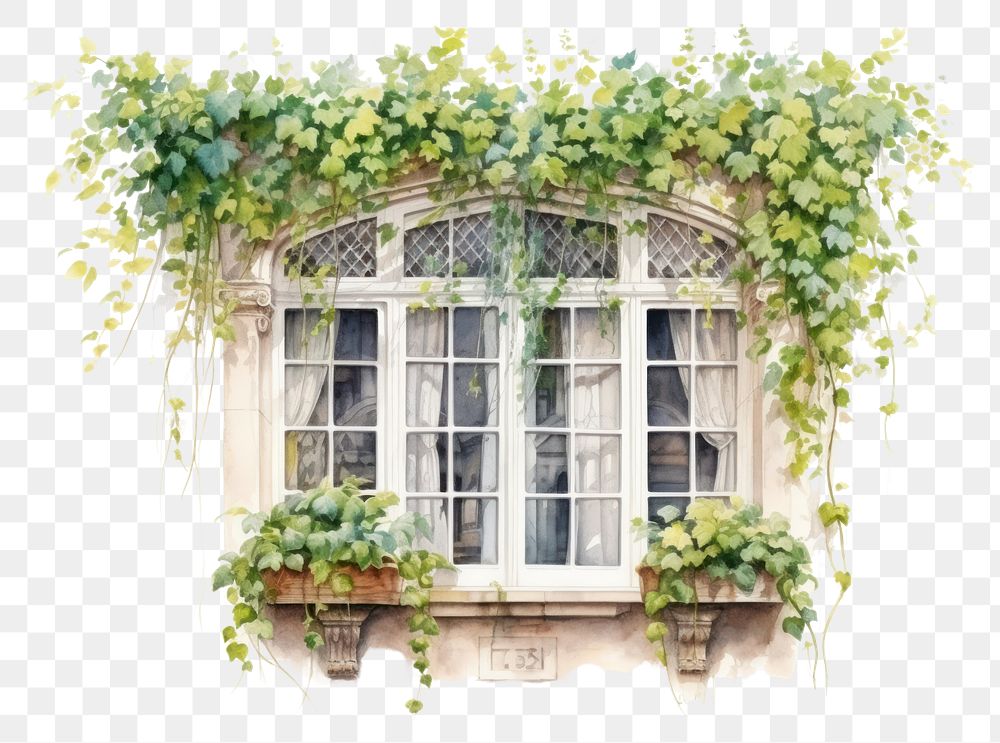 PNG Window plant ivy architecture. AI generated Image by rawpixel.