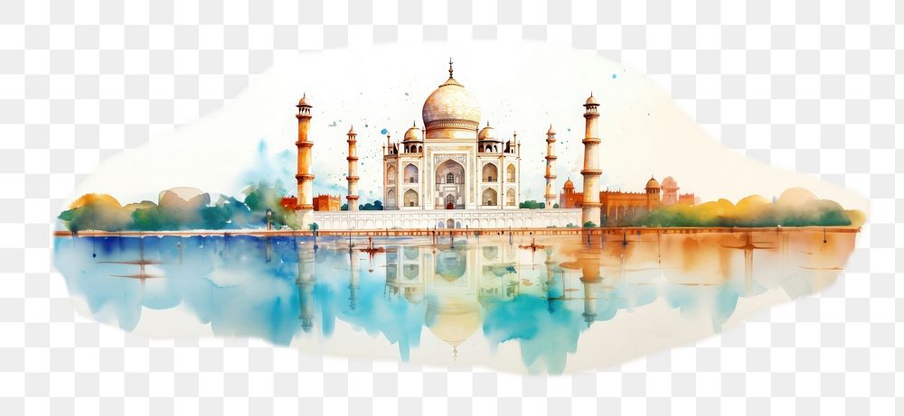 PNG watercolor illustration of india, isolate illustration on paper --ar 3:2